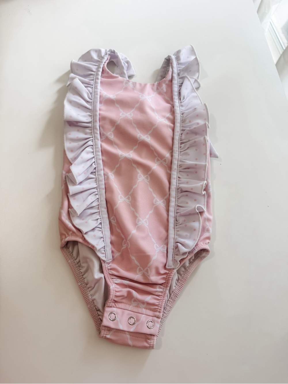 Pink Ruffle Girls One-Piece Bodysuit with Snap Closure